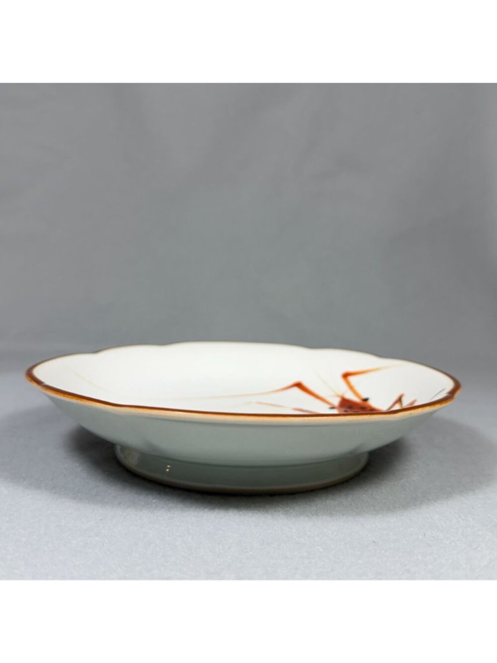 Vintage Lobster Crawfish Small Plates Set of 2 Scalloped Hand Painted Seafood - Picture 7 of 12